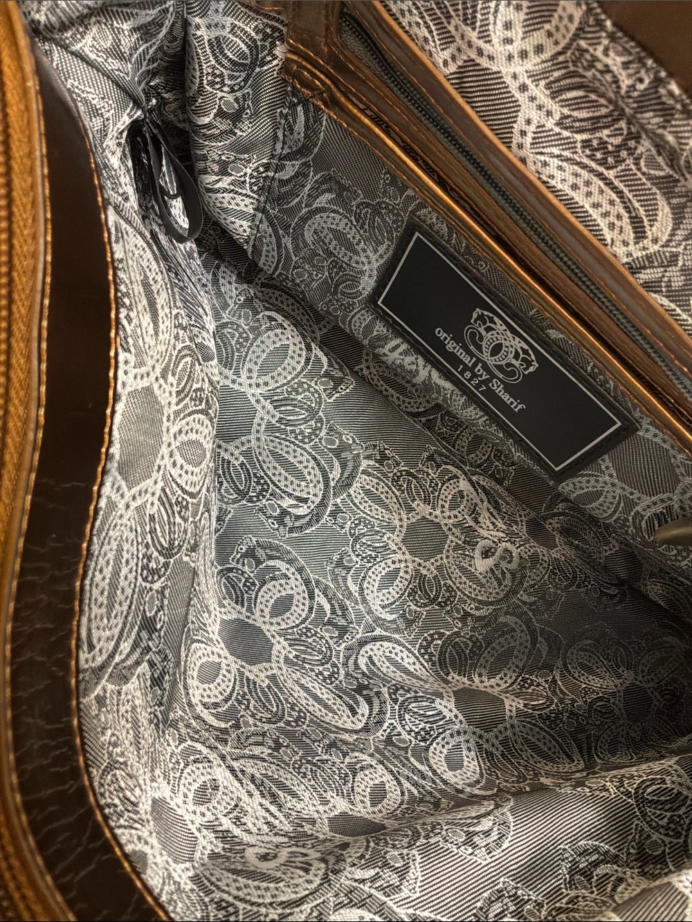 Sharif Brown and Gold Patchwork Leather Shoulder Bag - Picture 15 of 15